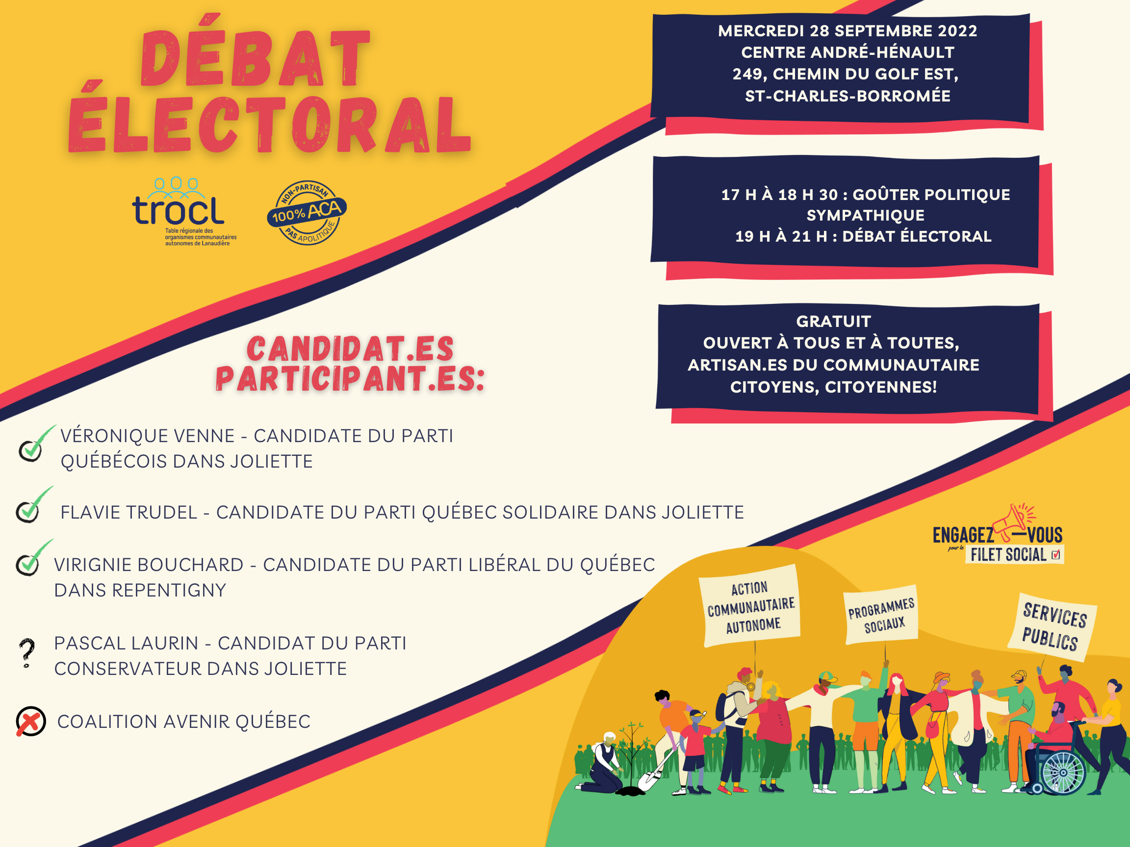 Vignette de la soirée politique et de débats du 28 septembre 2022 organisé par la TROCL